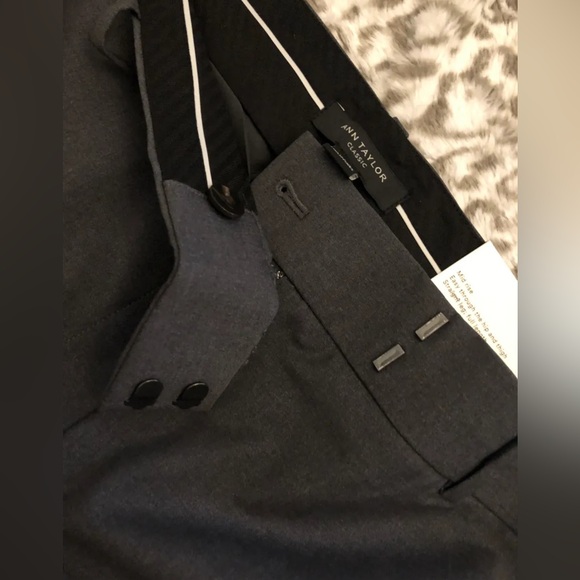 Ann Taylor Dark Gray Tropical Wool Suit Pant 12 Jacket 12p Petite - Picture 12 of 15